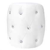 Pouf strass PVC blanc