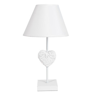 Lampe Coeur gravé blanchi