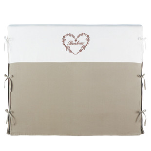 Headboard Slipcover in natural and white linen
