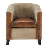 Fauteuil de salon cuir et coton recyclé<br />Pionnier