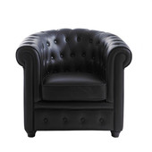 Fauteuil noir capitonné Chesterfield