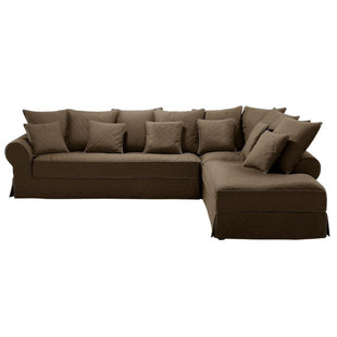 6-seat corner sofa in chocolate <br />Bastide