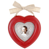 Cadre coeur ruban rouge Brocante