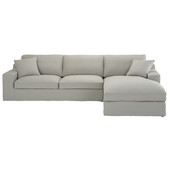 Corner sofa in Light Grey cotton, seats 5 Stuart