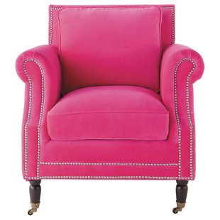 Velvet armchair in fuchsia