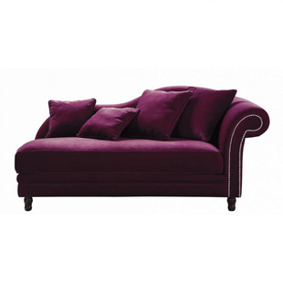 Vaste méridienne met 2-3 plaatsen in aubergine fluweel