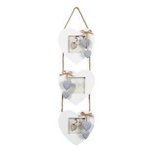Heart white triple photo frame