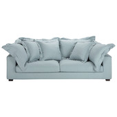 Sofá 3/4 plazas fijo lino azul grisáceo<br />Marcus