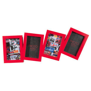 Accordion red 4-photo frame