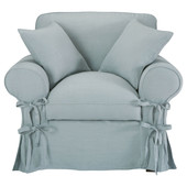 Armchair in Blue Grey linen Butterfly