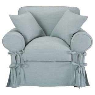 Sessel Leinen blau mit Graueffekt<br />Butterfly