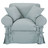 Sessel Leinen blau mit Graueffekt<br />Butterfly
