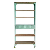 Etagère de rangement à roulettes indus verte
