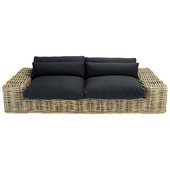 Canapé de jardin 3/4 places noir rotin <br />St Tropez