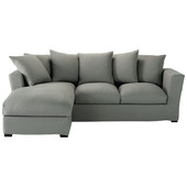 Eckschlafsofa 5-Sitzer (Ottomane links), Leinen hellgrau