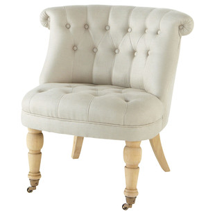 Fauteuil coloris lin capitonné<br />Constantin