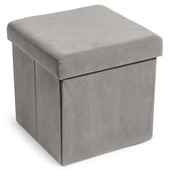 Pouf pliable suedine gris