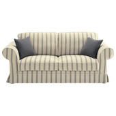 Sofá fijo 3 plazas algodón beige rayas gris