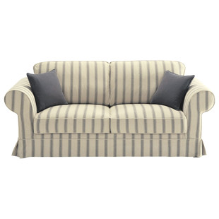 Sofá fijo 3 plazas algodón beige rayas gris