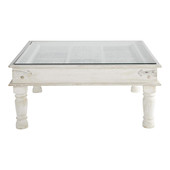 Table basse indienne carrée blanche Udaipur