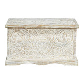 Indische Aufbewahrungstruhe Holz geweißt<br />Masala