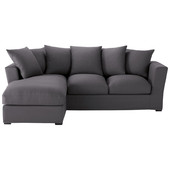 Eckschlafsofa 5-Sitzer (Ottomane links), Baumwolle schiefergrau
