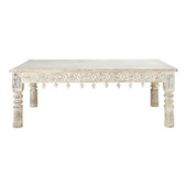 Table basse rectangulaire bois recyclé blanc<br />Cachemire