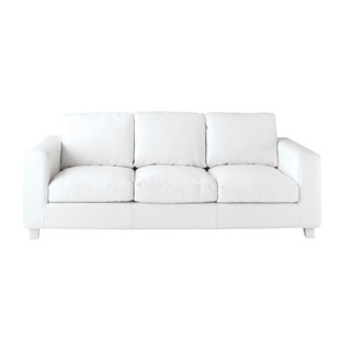 Ledersofa weiß 3-Sitzer Schlafsofa<br />Kennedy