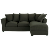 Corner sofa (right daybed) in Charcoal Grey cotton, seats 5,