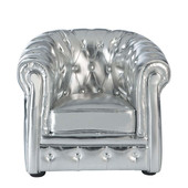 Fauteuil enfant argent capitonné<br />Chesterfield