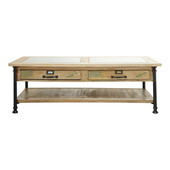Table basse rectangulaire métal et bois<br />Naturaliste