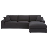 Corner sofa in Black cotton, seats 5 Stuart