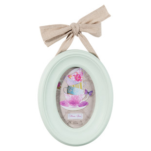 Cadre photo oval Ruban vert
