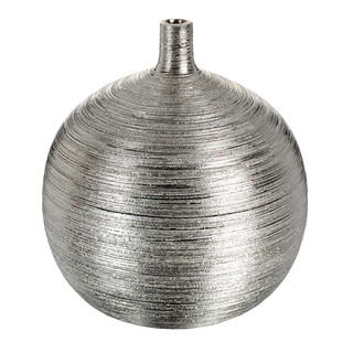 Bolvormige vaas gestreept silver