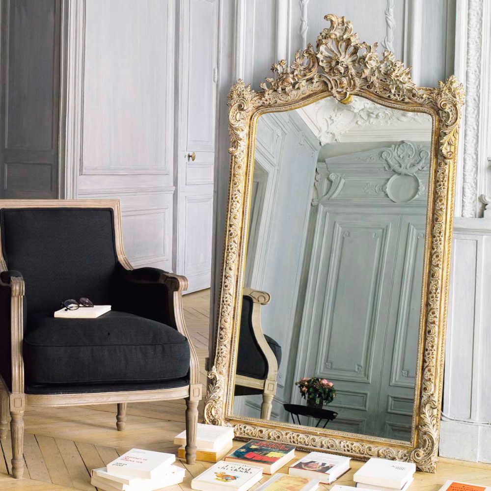 Miroir en résine doré H 153 cm CONSERVATOIRE