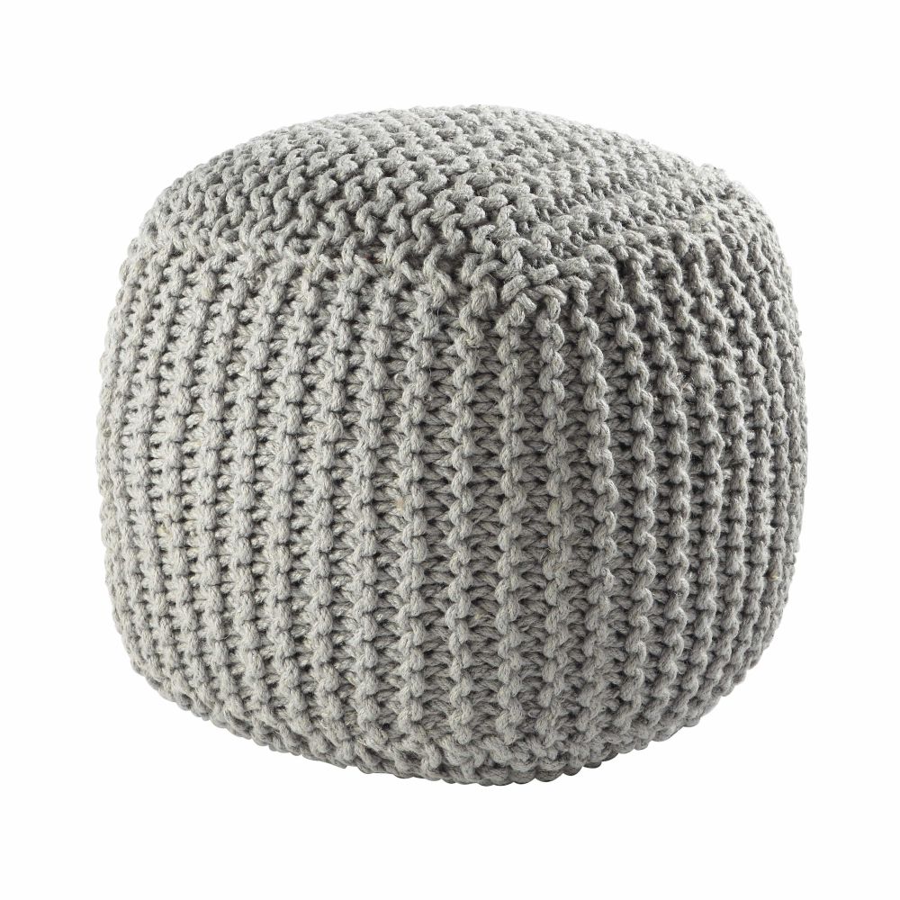 Pouf tressé en laine gris BALTIQUE