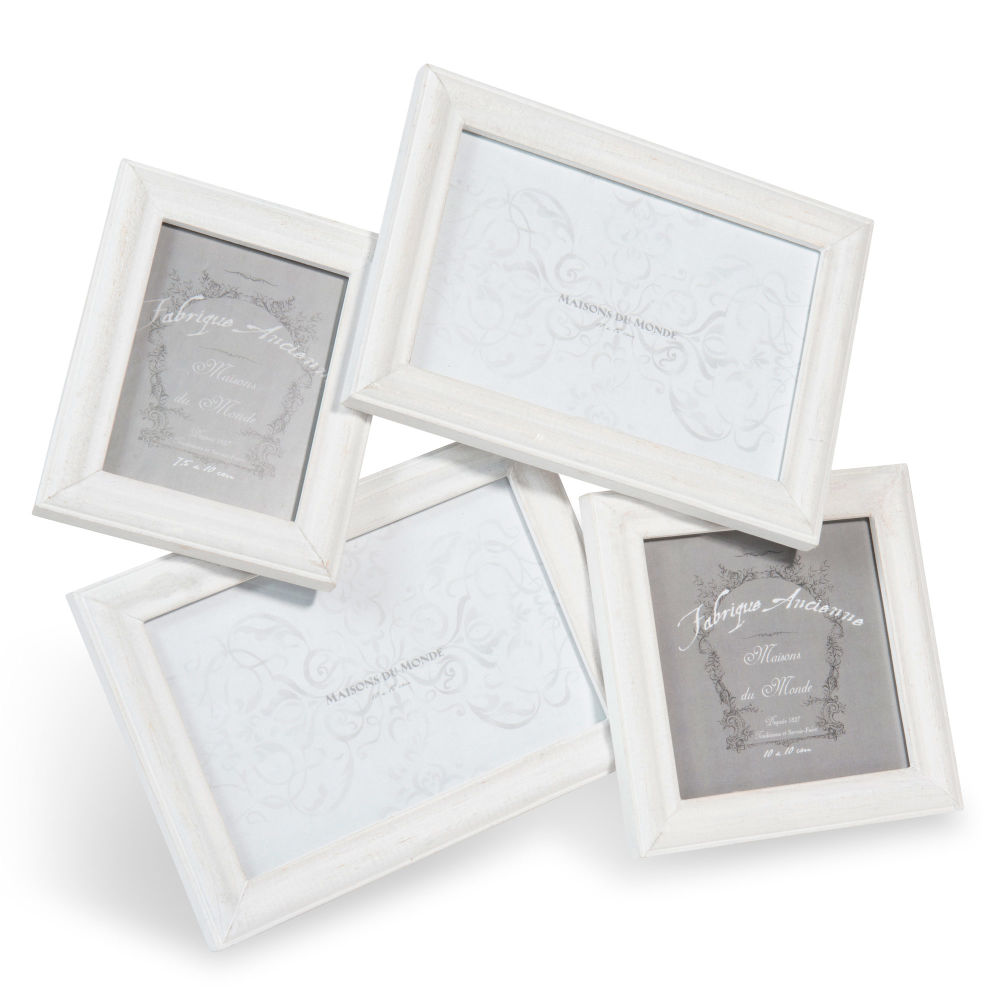 Cadre photo 4 vues en bois blanche 30 x 32 cm LAURA