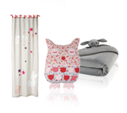 Cushions, plaids and curtains