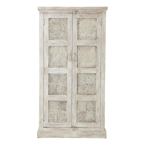 Armoire en manguier blanche effet vieilli L 90 cm Taj Maisons du Monde