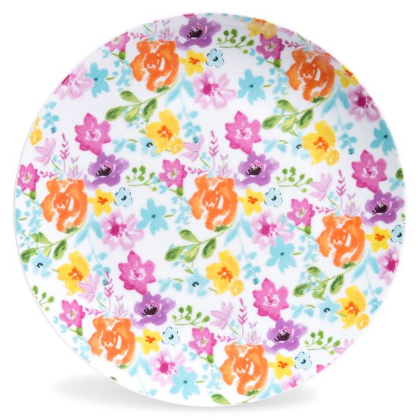 Assiette plate en porcelaine motifs fleurs D 27 cm GARDEN PARTY