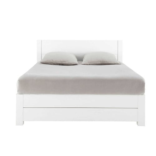 Bett 160 x 200 aus massivem Kiefernholz, weiß White | Maisons du Monde