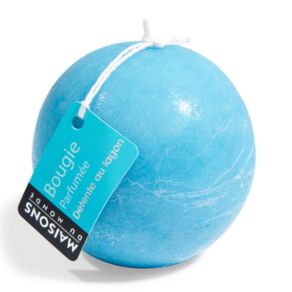 Bougie boule parfumée bleue H 9 cm