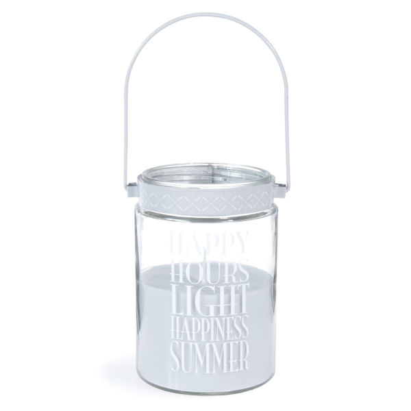 Bougie lanterne en verre grise H 17 cm HAPPY HOURS