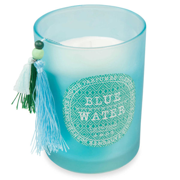 Bougie parfumée en verre bleu H 13 cm BLUE WATER