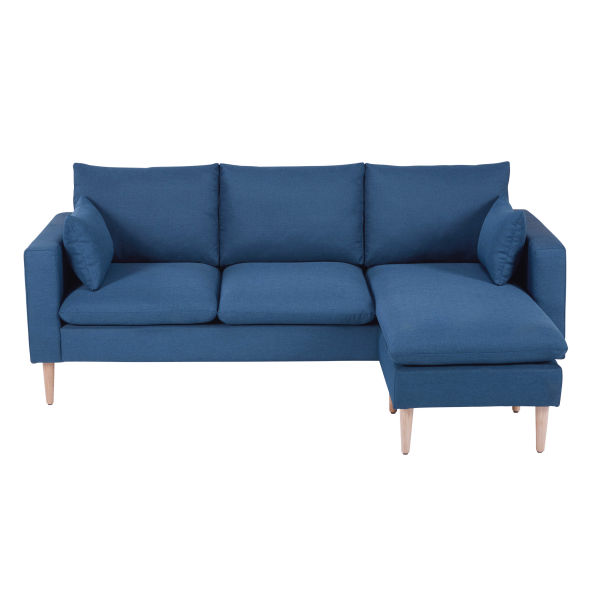 Canapé d'angle modulable 3/4 places en tissu bleu Joey