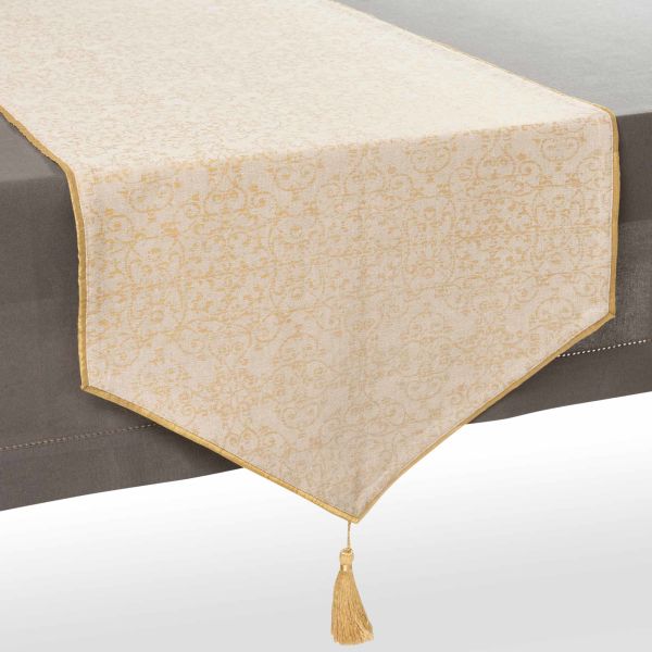 Chemin de table en coton beige/or L 150 cm CLARISSE