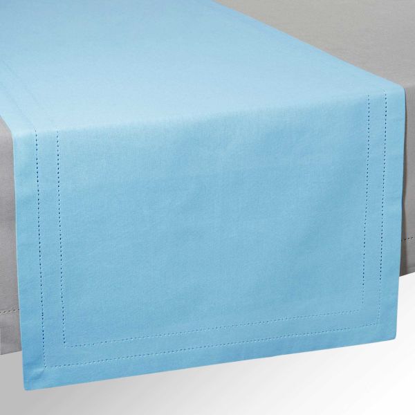 Chemin de table en coton bleu L 150 cm HORIZON