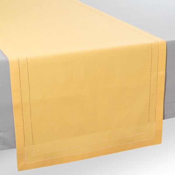 Chemin de table en coton jaune moutarde L 150 cm