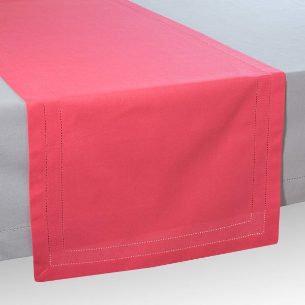 Chemin de table en coton rose framboise L 150 cm