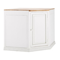 Küchenunterschrank aus Mangoholz mit Spüle, B 140 cm, weiß Eleonore